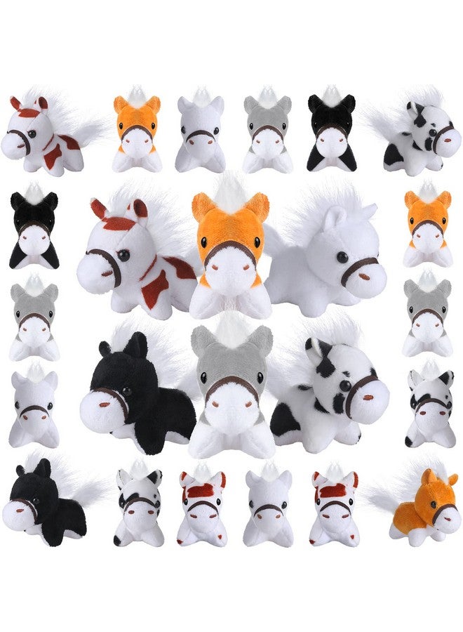 Aoriher 24 Pcs Horse Plush Stuffed Animal Mini Keychain Toys 3.15 Inch Party Favor with Detachable Chain for Farm Themed Birthday Party Favors Supplies(Horse Style) - Image 1