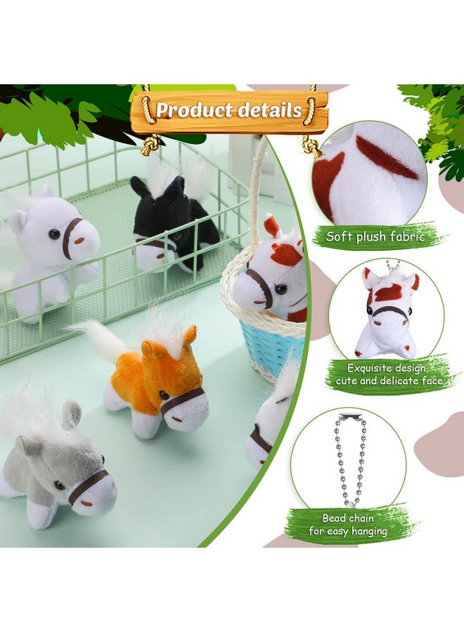 Aoriher 24 Pcs Horse Plush Stuffed Animal Mini Keychain Toys 3.15 Inch Party Favor with Detachable Chain for Farm Themed Birthday Party Favors Supplies(Horse Style) - Image 4