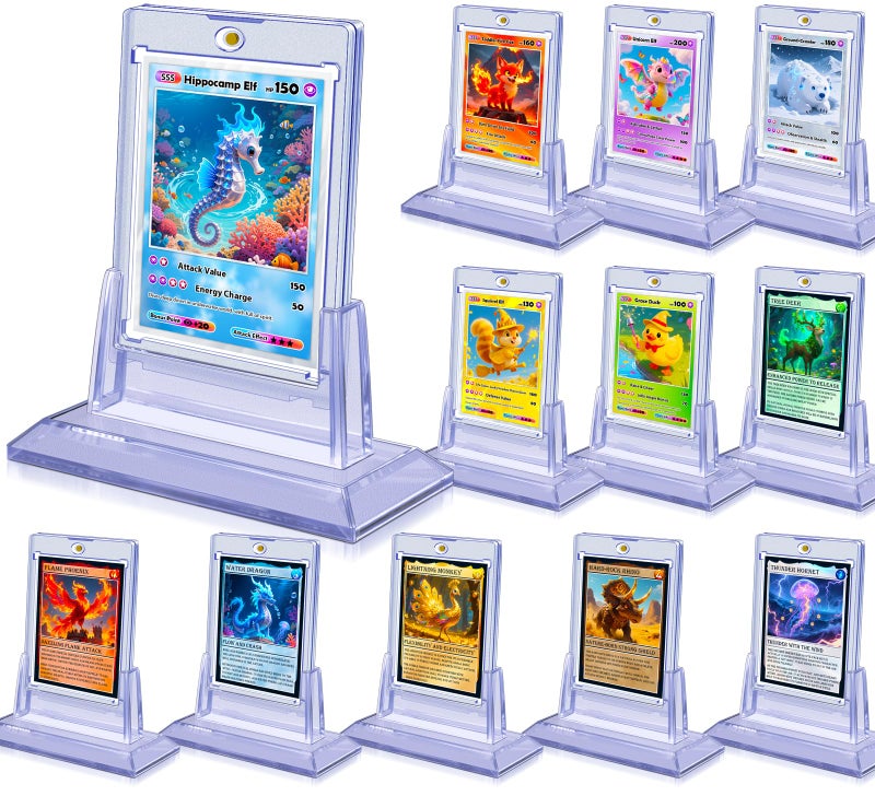 Kitoyz 12Pcs Magnetic Card Holders for Trading Card, Baseball Card Protectors with 12 Stands, 35pt Acrylic Hard Card Sleeves Case for Sports Cards, Game Cards,Standard Cards Storage and Display - Image 1