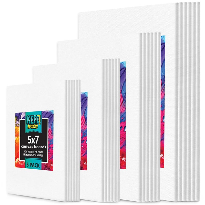 KEFF 24Pack Bulk Canvas for Painting 6 of 5x7 8x10 9x12 11x14 Canvas Boards for Painting Art Supplies for Adults  Kids  100 Cotton Primed Painting Canvas for Acrylic Oil Watercolor Tempera