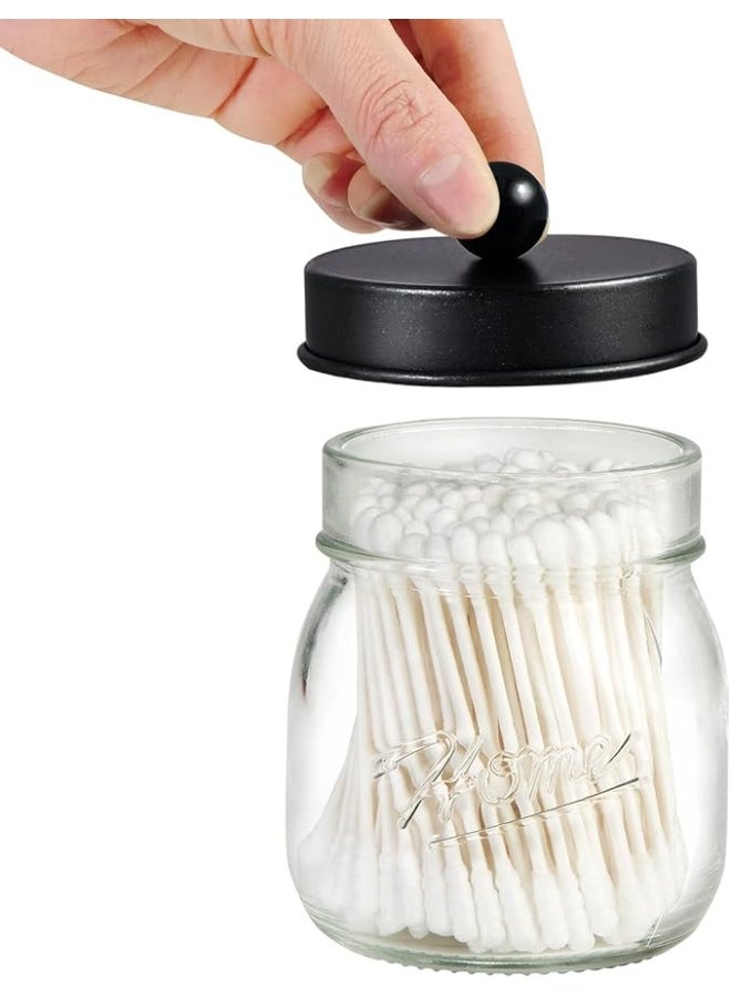 SheeChung Mason Jar Bathroom Accessories Set - Mason Jar Foaming Hand Soap Dispenser and Qtip Holder Set - Rustic Farmhouse Decor Apothecary Jars Bathroom Countertop and Vanity Organizer (Black)-Patent Pending - Image 3