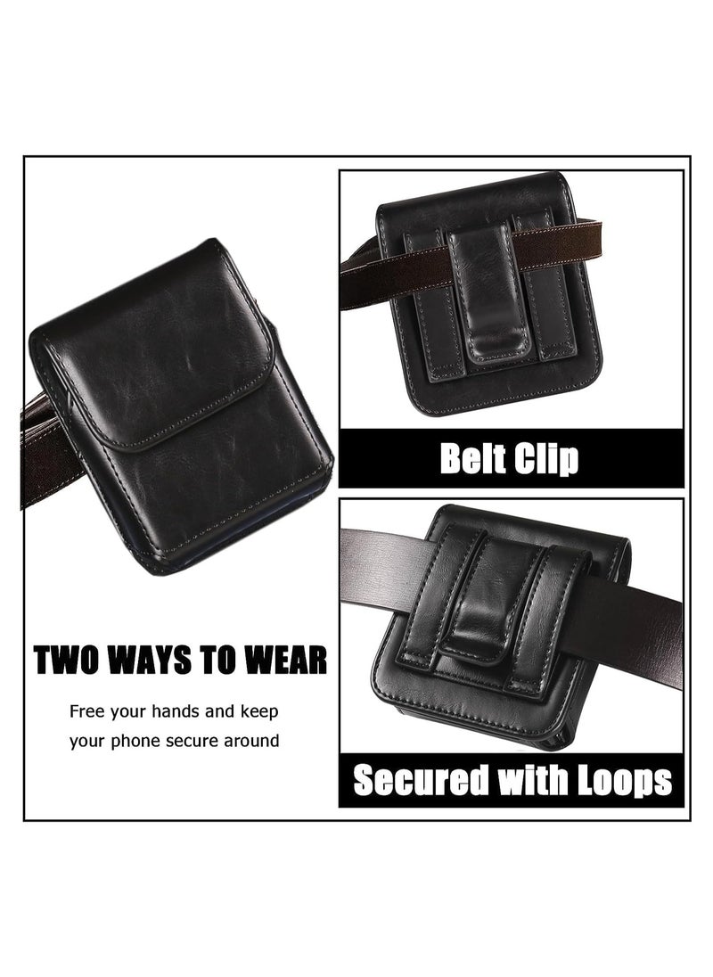 VKL - Belt Holster Compatible Motorola Razr 40 Ultra Case with Belt Clip,Motorola Razr Case,Leather Pouch with Clip Holster Phone Case for Galaxy Z Flip 5,Z Flip 4,Z Flip 3,Z Flip 5G - Image 1