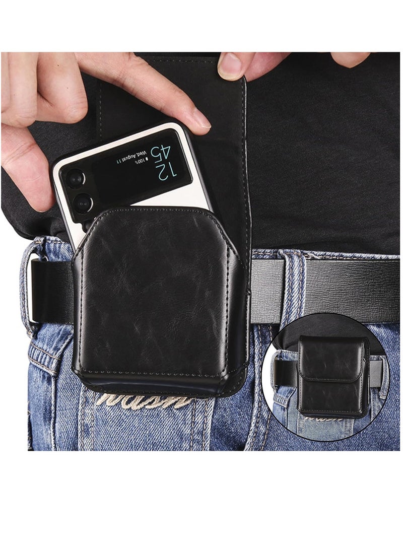 VKL - Belt Holster Compatible Motorola Razr 40 Ultra Case with Belt Clip,Motorola Razr Case,Leather Pouch with Clip Holster Phone Case for Galaxy Z Flip 5,Z Flip 4,Z Flip 3,Z Flip 5G - Image 1