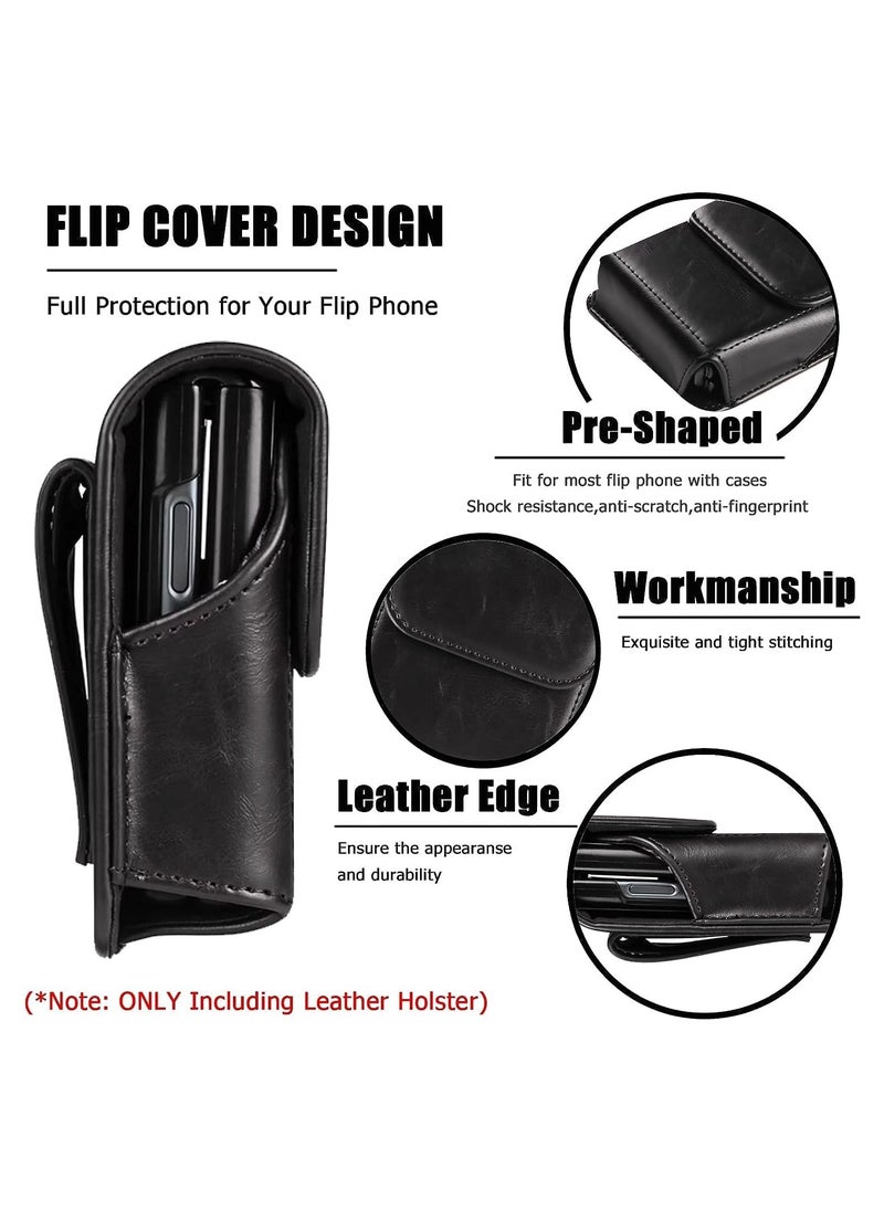 VKL - Belt Holster Compatible Motorola Razr 40 Ultra Case with Belt Clip,Motorola Razr Case,Leather Pouch with Clip Holster Phone Case for Galaxy Z Flip 5,Z Flip 4,Z Flip 3,Z Flip 5G - Image 1