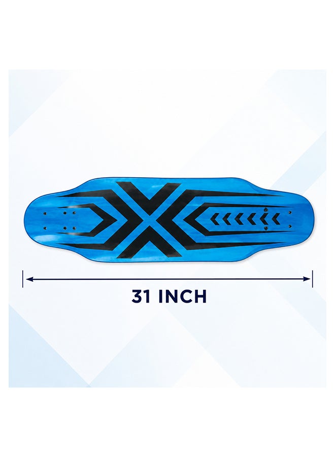 DEXO 31” Cruiser Longboard Skateboard – 7-Layer Maple Deck with 60mm PU Wheels & Aluminium Trucks for Kids, Teens & Adults (Bluesky) - Image 3