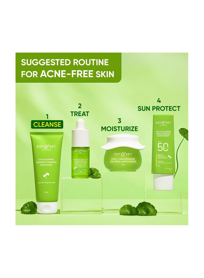 Dot & Key - Dot & Key CICA Face Wash for Acne Prone Skin, 2% Salicylic Acid Face Wash with Green Tea | For Oily & Sensitive Skin | Sulphate Free Face Wash for Men & Women | Oil Control Face Wash with Zinc | 100ml - Image 1