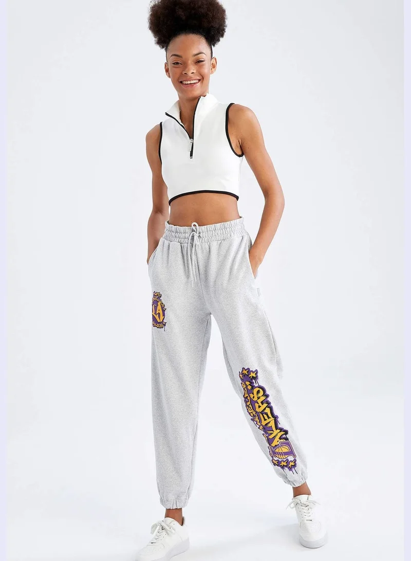 DeFacto Loose Fit NBA Los Angeles Lakers Printed Ruched Joggers