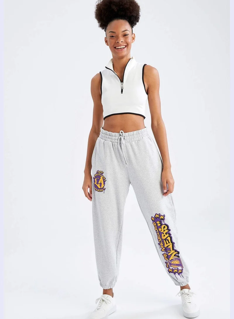 DeFacto Loose Fit NBA Los Angeles Lakers Printed Ruched Joggers
