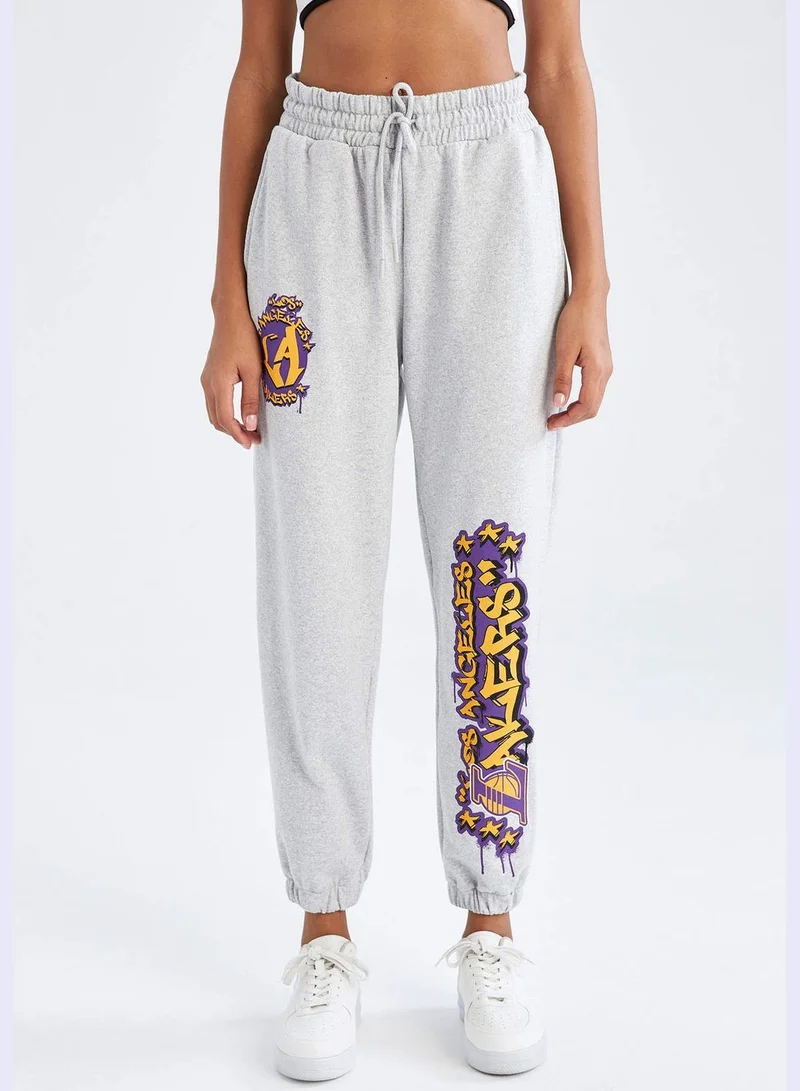 DeFacto Loose Fit NBA Los Angeles Lakers Printed Ruched Joggers