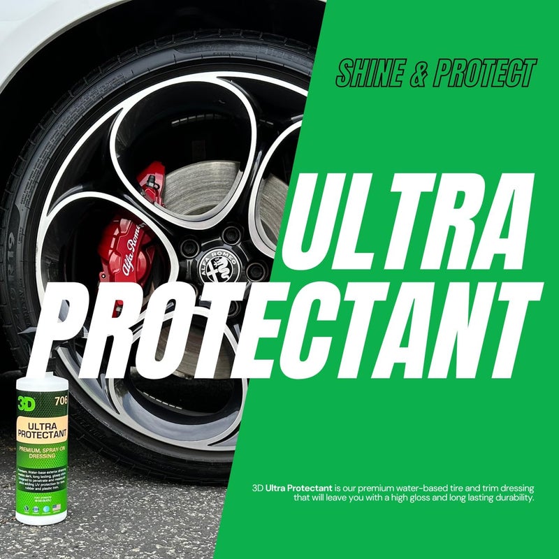 3D Ultra Protectant Tire Shine Spray – Water-Based High Gloss Tire Dressing | Long Lasting UV Protection for Rubber & Vinyl | No Sling | Made in USA |16 oz - Image 2