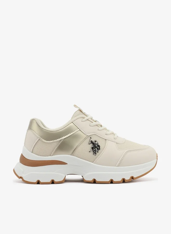 Women's Beige Low-Top Sneakers - Lightweight Shoes & Trendy Design Shoes for Everyday Wear