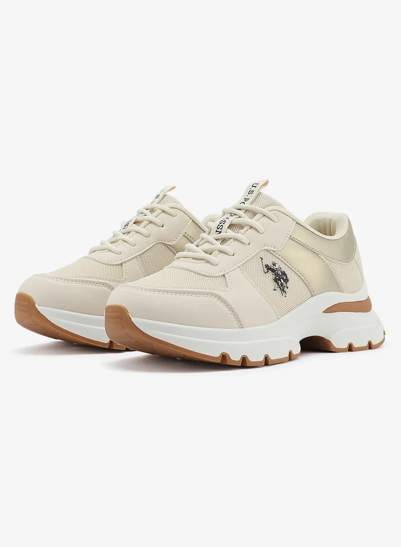 U.S. Polo Assn. beige Women's Beige Low-Top Sneakers - Lightweight Shoes & Trendy Design Shoes for Everyday Wear for Women | Best Price UAE