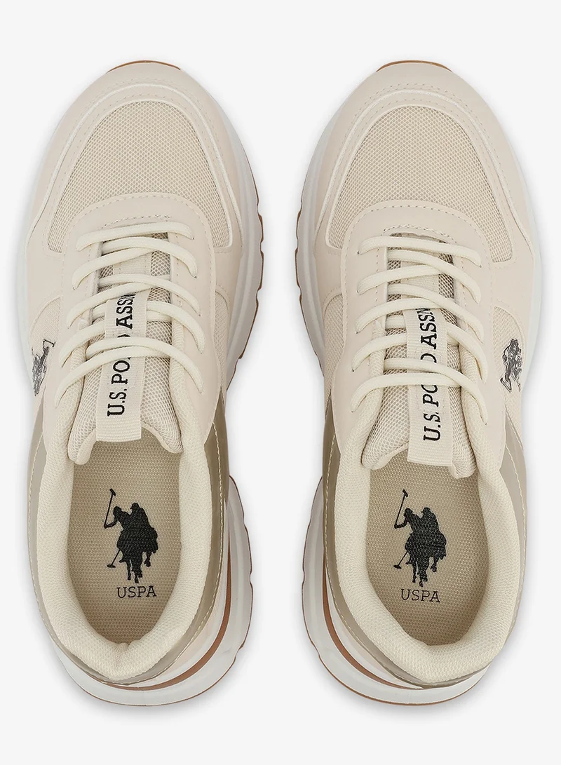 U.S. Polo Assn. beige Women's Beige Low-Top Sneakers - Lightweight Shoes & Trendy Design Shoes for Everyday Wear for Women | Best Price UAE