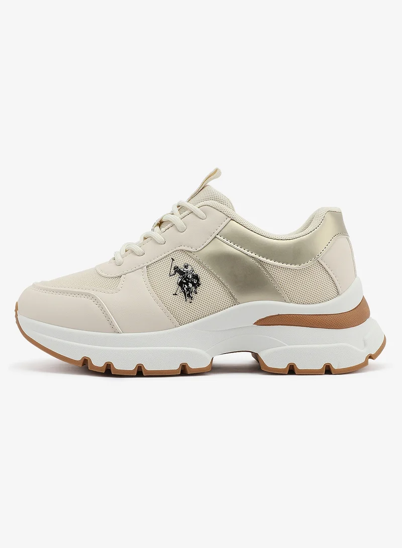 U.S. Polo Assn. beige Women's Beige Low-Top Sneakers - Lightweight Shoes & Trendy Design Shoes for Everyday Wear for Women | Best Price UAE