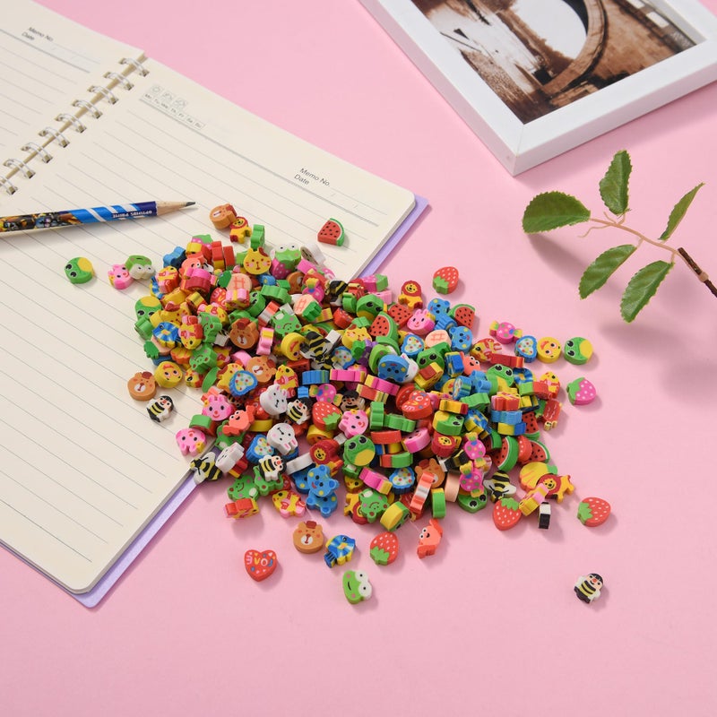Jsehchya 400PCS Mini Fun Cute Fruit Animal Erasers for Kids Bulk,Back to School Party Gifts Valentine's Day Gifts (Fruit erasers) - Image 4