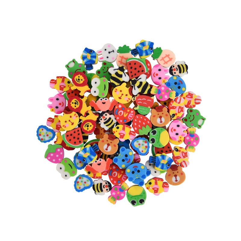 Jsehchya 400PCS Mini Fun Cute Fruit Animal Erasers for Kids Bulk,Back to School Party Gifts Valentine's Day Gifts (Fruit erasers) - Image 1