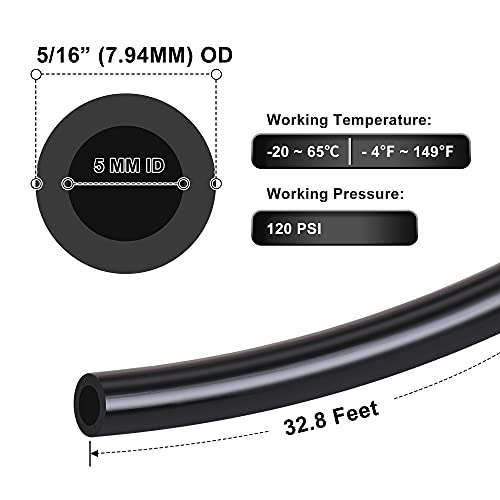 Hromee Air Line Tubing Kit, 5/16 Inch (7.937MM) OD x 32.8 Feet Polyurethane PU Tube and Push to Connect Fittings, 14 PCS Compressed Pipe and Accessories Kit - Image 3