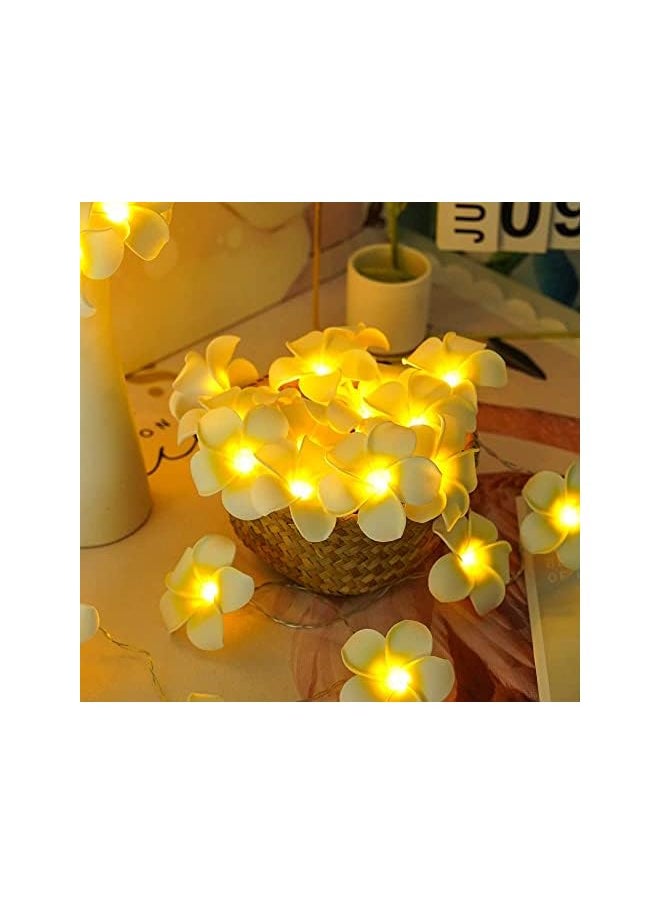 The Bros LED Artificial Plumeria Flower String Lights Hawaiian Foam Flower Light, 3AA/USB Powered, Fairy String Light for Bedroom, Birthday Wedding Beach Party  - Image 3