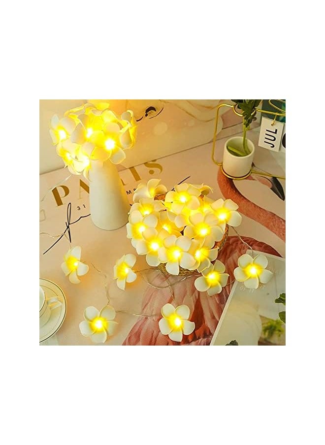 The Bros LED Artificial Plumeria Flower String Lights Hawaiian Foam Flower Light, 3AA/USB Powered, Fairy String Light for Bedroom, Birthday Wedding Beach Party  - Image 2