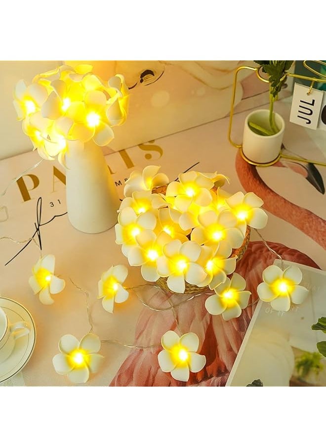 The Bros LED Artificial Plumeria Flower String Lights Hawaiian Foam Flower Light, 3AA/USB Powered, Fairy String Light for Bedroom, Birthday Wedding Beach Party  - Image 1