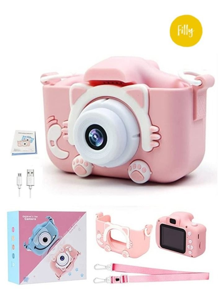 Filly Kids Toy Digital Camera, 1080P Dual Camera 2.0 Inches Screen 20MP HD Video Camcorder (No Memory Card / Card Reader Included) ,Gifts for Child Boys Girls, Best Birthday Gift Games Toy (Pink) - Image 1