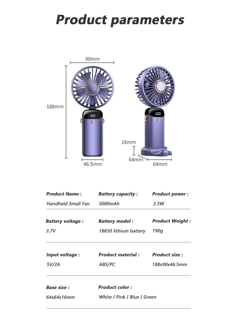 Portable Hand-Held Fan Office Desktop Multifunctional Folding Double-Headed Small Electric Fan With A Neck Lanyard - Image 2