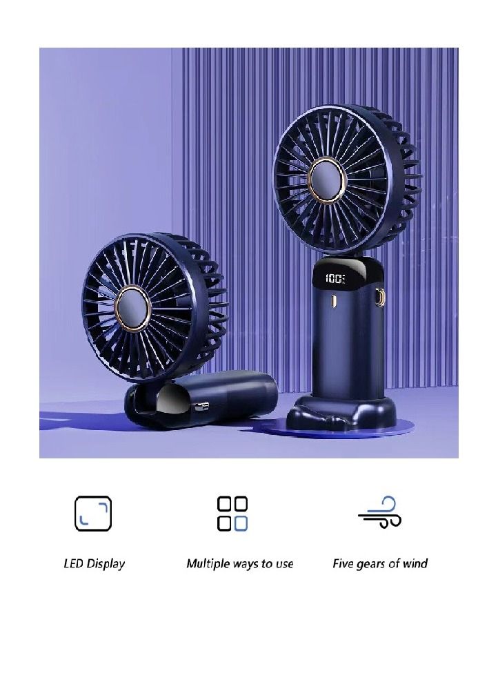 Portable Hand-Held Fan Office Desktop Multifunctional Folding Double-Headed Small Electric Fan With A Neck Lanyard - Image 1