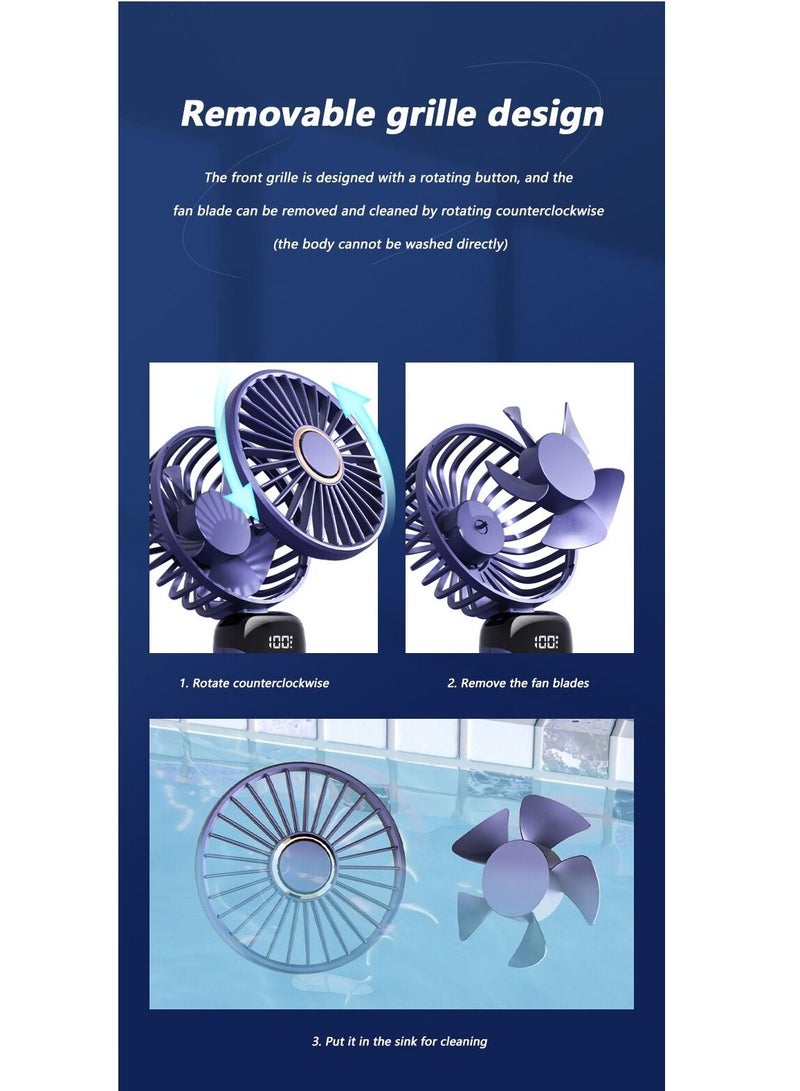 Portable Hand-Held Fan Office Desktop Multifunctional Folding Double-Headed Small Electric Fan With A Neck Lanyard - Image 3