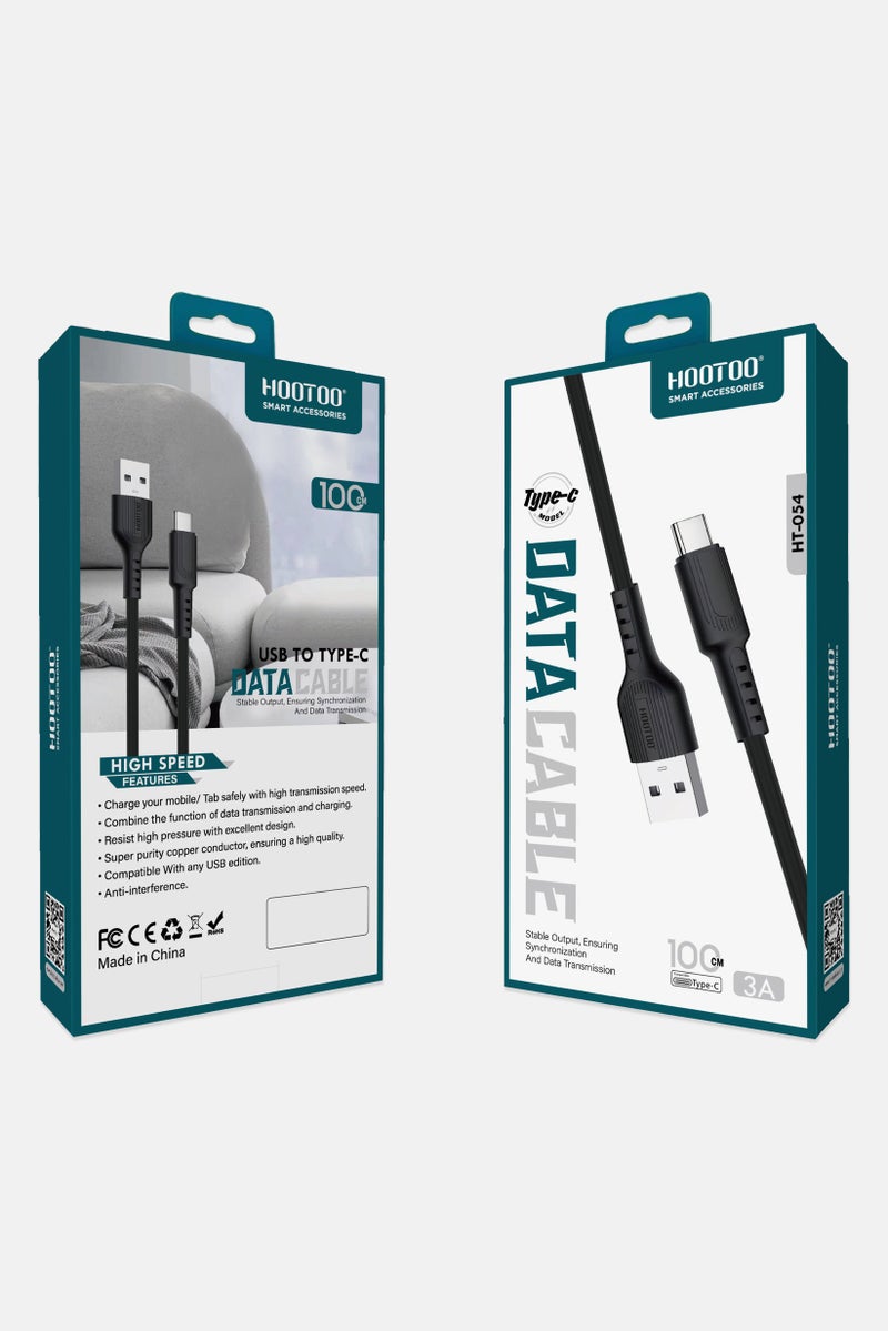HooToo HT-069 1 Meter Fabric Data Cable, Black  - Image 1