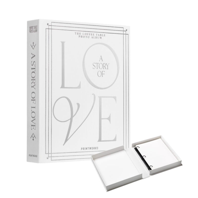 Printworks Wedding Album â€“ A Story of Love â€“ White & Silver Coffee Table Book with 30 Pages â€“ Large Album for 4x6 Photos with Writing Space â€“ Elegant Gift for Couples - Image 1