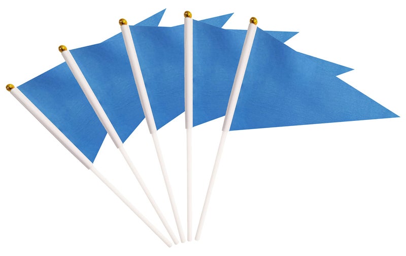 tibijoy 25 Pack Blue Pennant Flags Small Mini Hand Held Solid Color Pennant On Sticks FlagsParty Events CelebrationSchoolGrand OpeningSports ClubsFlower Pot Blue - Image 2