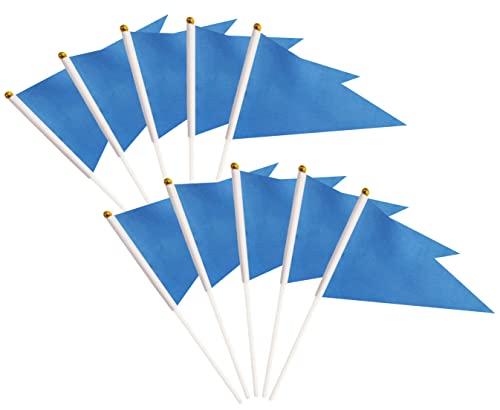 tibijoy 25 Pack Blue Pennant Flags Small Mini Hand Held Solid Color Pennant On Sticks FlagsParty Events CelebrationSchoolGrand OpeningSports ClubsFlower Pot Blue - Image 3
