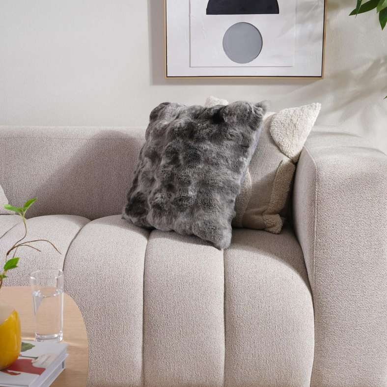 Brezza Supersoft Fur Filled Cushion 50X50cm - Grey