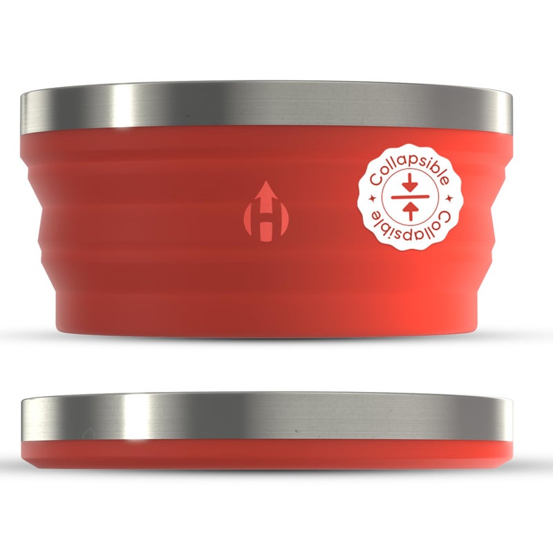 HYDAWAY Collapsible Bowl  1 Quart 950ml I Large Collapsible Bowls for Camping RV Hiking Backpacking Travel Kids  Pets Portable Dog Water Bowl Silicone Bowls Collapse to 1inch Steel Rim