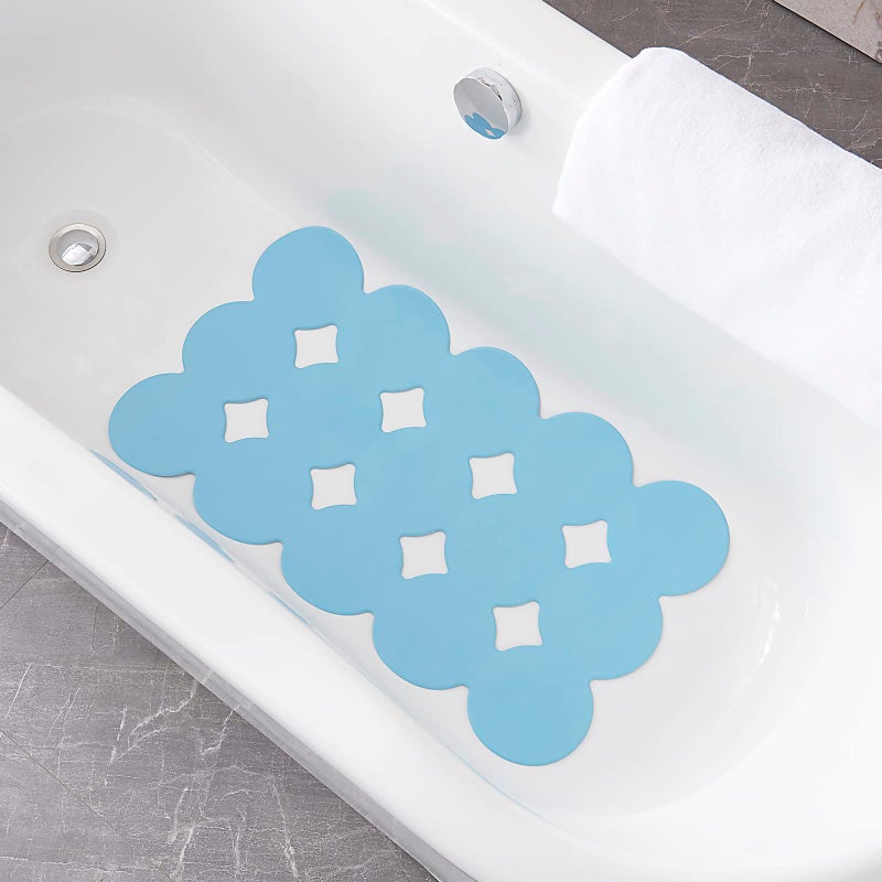 Webos Patented Webos Non Slip Bathtub Mat Shower Mat Bath Mat Tub Mats with Strong Suction Cups Soft Natural Rubber Bath Mat for Inside The tub CircleBlue 28x16 inch