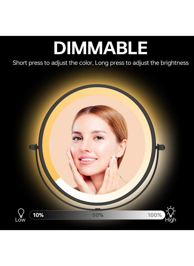 Lansi Rechargeable Wall Mounted Lighted Makeup Mirror, Mounted Makeup Magnifying Mirror with Lights,10X LED Vanity Mirror Wall Mounted, 8" Wall Bathroom Light Up Magnified Mirror (Black)  - Image 3