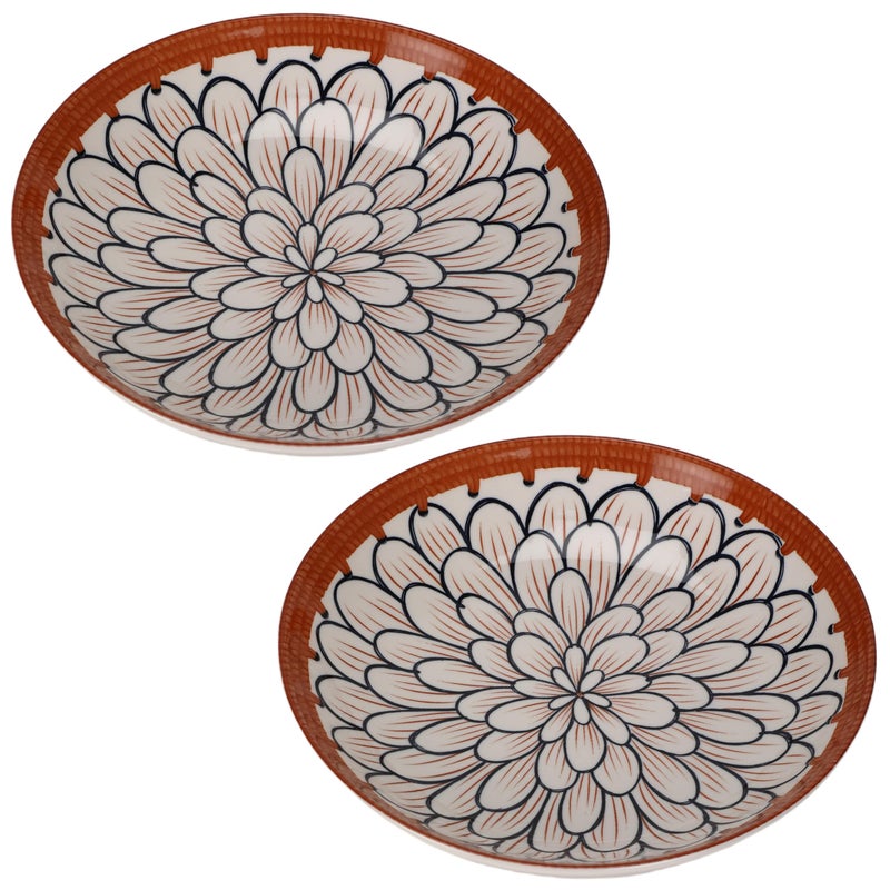 OLWICK أطباق عشاء سيراميك OLWICK®، 8 بوصة، أطباق دائرية للمطبخ للحلويات، المقبلات، المعكرونة، السلطة، السندويشات، آمنة للاستخدام في الميكروويف وغسالة الصحون، مجموعة من 2 - Image 1