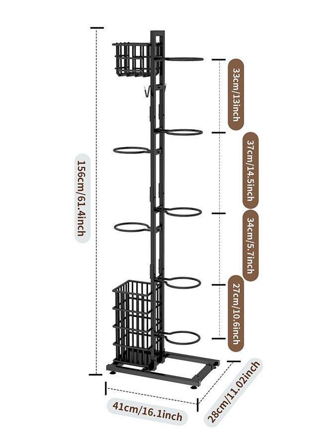 أوبتيا رف كرة السلة، رف تخزين الكرات، حامل كرة القدم، مرآب تخزين الكرات، حامل الكرات، تخزين المعدات الرياضية للمرآب، حامل عرض عمودي لكرة السلة والكرة الطائرة وكرة القدم مع سلة رف تخزين الكرات المحمول لتخزين الألعاب/المعدات الرياضية في الأماكن المغلقة - Image 3