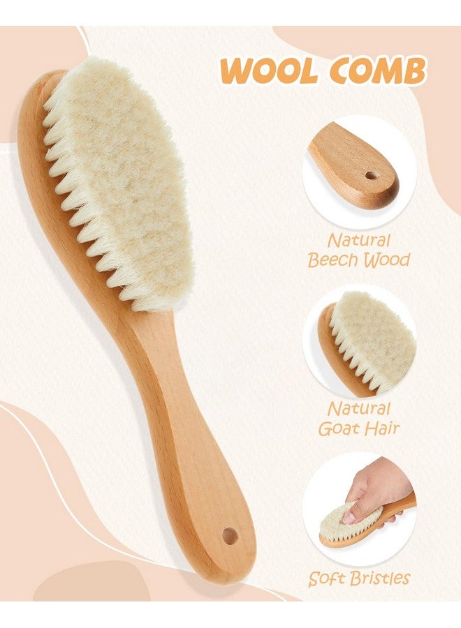 Lictin Lictin Baby Hair Brush and Comb Set, 4 Pcs Newborn Hair Brush with Soft Bristle, Natural Goat Hair and Wood Baby Cradle Cap Comb for Newborns & Toddlers, Newborn Baby Essentials, Perfect Registry Gift - Image 2