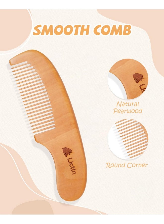 Lictin Lictin Baby Hair Brush and Comb Set, 4 Pcs Newborn Hair Brush with Soft Bristle, Natural Goat Hair and Wood Baby Cradle Cap Comb for Newborns & Toddlers, Newborn Baby Essentials, Perfect Registry Gift - Image 4