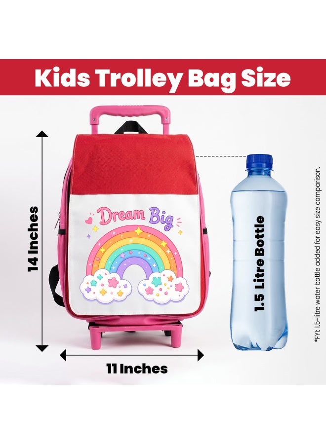 PRINTSHOP4ME Girls Rainbow Trolley School Bag | Rolling Backpack with Wheels | Lightweight Pull Handle | Travel Everyday Use - Image 2
