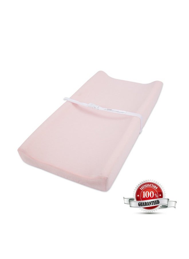 TILLYOU Changing Pad Cover Set In Soft Jersey Material Diaper Changing Table Sheets - Fits 32"/34''X16 Contoured Pad For Babies,Peachy Pink & Lt Gray  - Image 4