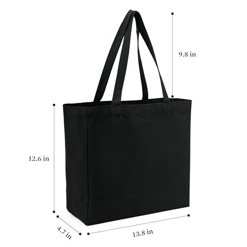 REDSINDA Blank Cotton Canvas Tote Bag, Lightweight Reusable Grocery Shopping Cloth Bag (Black) - Image 3