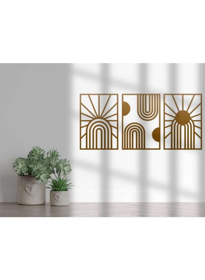 Home Gallery Abstract Sun and Rainbow Wood Wall Art Set - Image 2