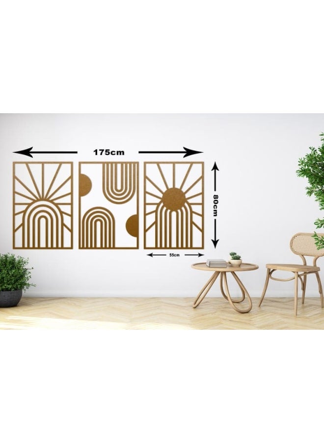 Home Gallery Abstract Sun and Rainbow Wood Wall Art Set - Image 4