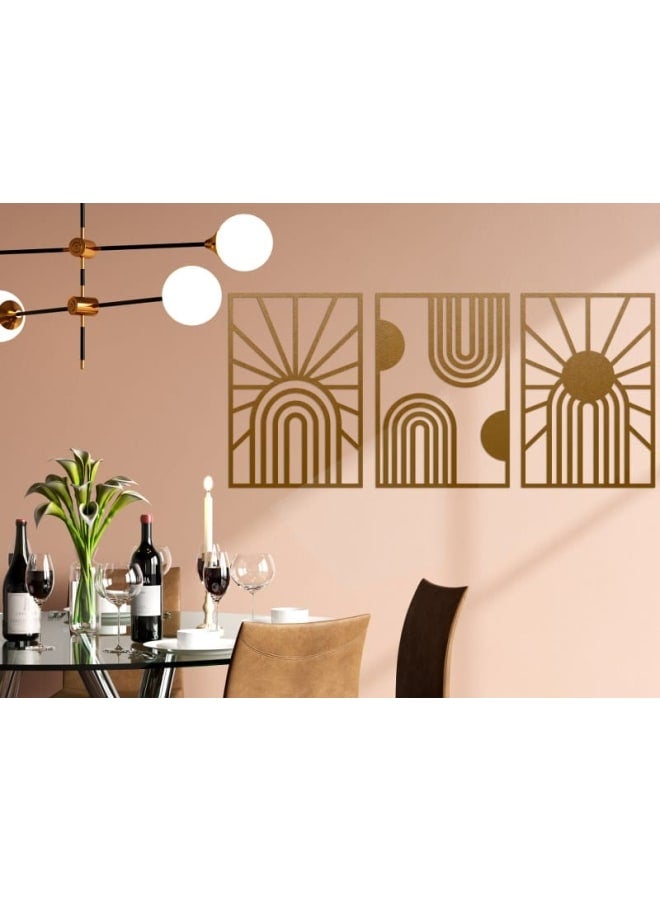 Home Gallery Abstract Sun and Rainbow Wood Wall Art Set - Image 3