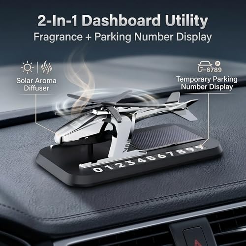 YOURKARTS.COM Solar Car Perfume Diffuser – Aircraft Design Metal Body with Rotating Wing, Solar-Powered Aromatherapy & Car Decoration – Long-Lasting Car Fragrance | car accessories 2025 (Silver) - Image 2