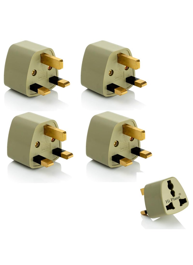 HI PLASST PINS N PLUGS HiPlasst Pack of 4 India to UK Plug Adapter TypeG Converter Universal Travel Adapter for UK UAE Singapore Hong Kong Ireland Kenya Dubai  - Image 1