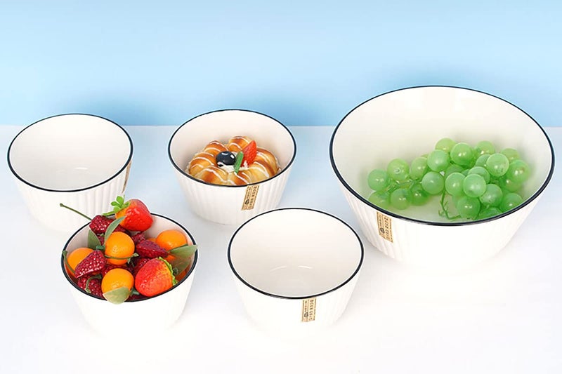 P Plus Fire Porcelain Bouillon Cups - Dessert Bowls Unbreakable Cereal Bowls Ramen Bowl Microwave and Dishwasher Safe Deep Soup Bowl(Pack of 2) - Image 4