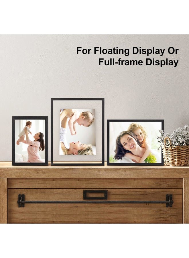 Egofine 5x7 Floating Frames Set of 2, Double Glass Pictrue Frame, Made of Solid Wood Display Any Size Photo up to 5x7, Wall Mount or Tabletop Standing, Rustic Black - Image 5
